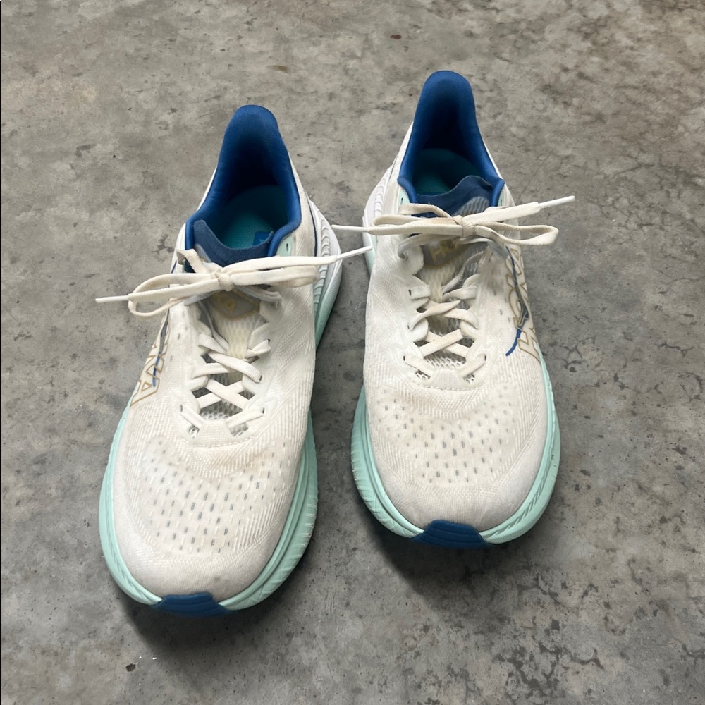 Hoka Mach 6 Men’s Size 11 Cream and Teal Running Shoes - Picture 4 of 7
